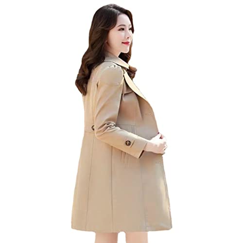 SHINROAD Damen Trenchcoat Overcoat Slim Cardigan Warme Knöpfe Taschen Plus Size Lady Winterjacke Alltag Khaki 4XL von SHINROAD