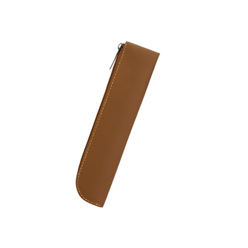 SHINROAD Einfache Designstifthülle mit glattem Reißverschluss Großer Öffnung Kunstleder Lagerraum für Schulversorgung tragbare Stiftbeutel Mädchen langlebige Feste Farbe Braun von SHINROAD