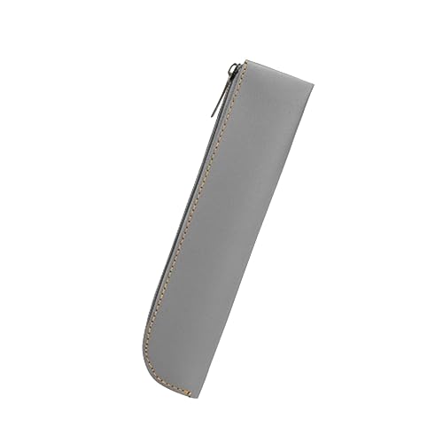 SHINROAD Einfache Designstifthülle mit glattem Reißverschluss Großer Öffnung Kunstleder Lagerraum für Schulversorgung tragbare Stiftbeutel Mädchen langlebige Feste Farbe Grau von SHINROAD