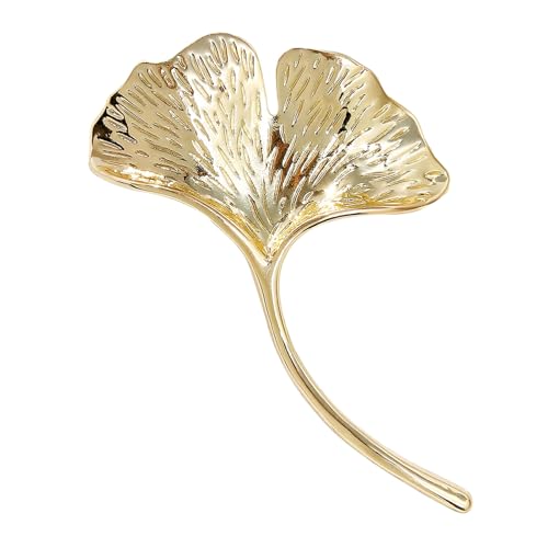 SHINROAD Einzigartiger Ginkgo-Pullover-Schal-Anstecknadel, exquisite Blatt-Brosche, Emaille, Baum-Abzeichen für Mantel, leicht, verschleißfest, Anti-Oxidation, Metalllegierung, Sekundärer Stein von SHINROAD
