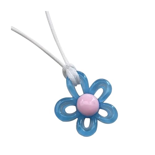 SHINROAD Elegante Halskette, Charm, Vintage-Blumen-Anhänger für Damen, bunt, Halsband, Schmuck, Accessoire, verstellbares Ketten-Design, Teenager, Mädchen, Kunststoff, Sekundärer Stein von SHINROAD