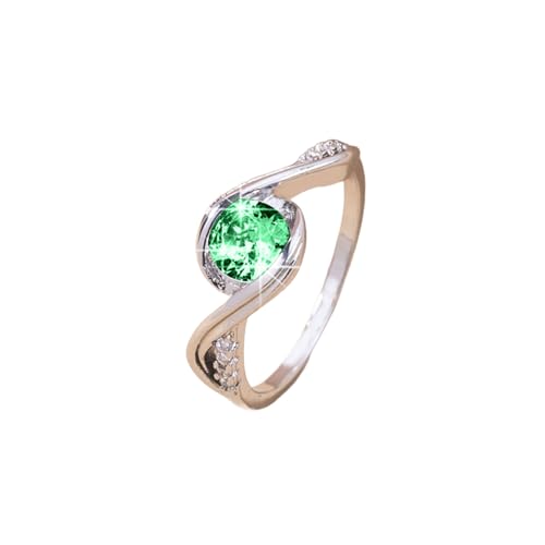 SHINROAD Exquisite Handwerkskunst, glänzend, stapelbar, mit geometrischen künstlichen Edelsteinen, gedrehtes Design, langlebig, poliert, Schmuck, Grün, Größe 43 von SHINROAD