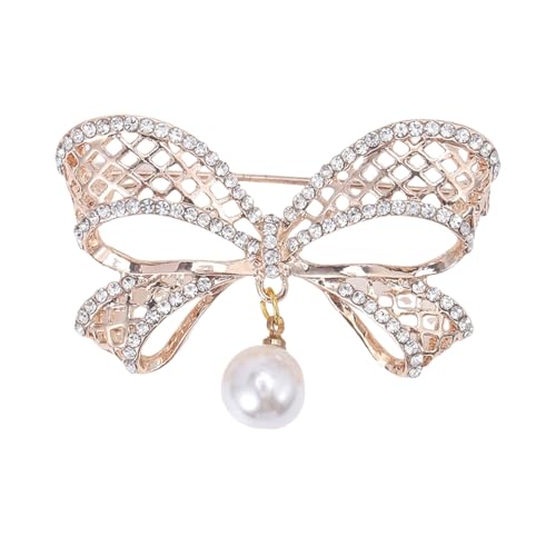 SHINROAD Faux Pearl Brosche Kleidung Juwely Frauen Brosche Faux Pearl Strass Dekor Hohlbow Vintage Mantel Halsharme Schal Dekoration Dekoration Golden von SHINROAD