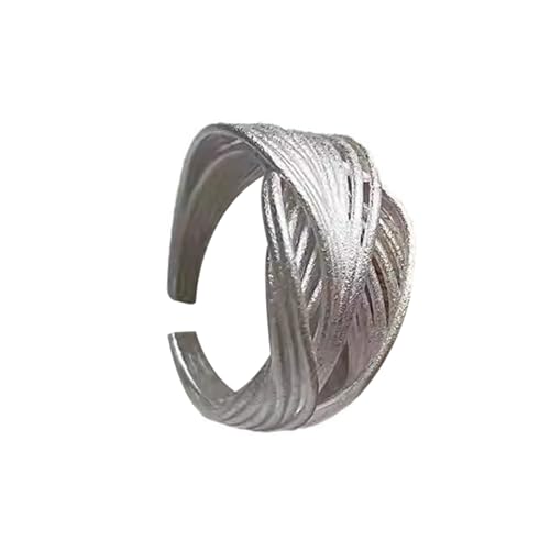 SHINROAD Französisch Retro Design Ring Vintage Style Verstellbarer geometrisch für Frauen hohl aus linearer Matt Matt -Schmuckstück -Stück -Partys täglich Silber von SHINROAD