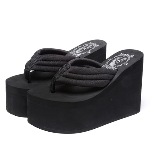 SHINROAD Frauen dicke Sohle Flip Flops vielseitige Schuhe Frauen-Frauenplattform mit Bogenunterstützung dicke Pantoffeln Nicht-Schlupfkeilsandalen für Strand Casual Wear Schwarz 41 SHINROAD Frauen dicke Sohle Flip Flops vielseitige Schuhe Frauen-Frauenplattform mit Bogenunterstützung dicke Pantoffeln Nicht-Schlupfkeilsandalen für Strand Casual Wear Schwarz 41 von SHINROAD