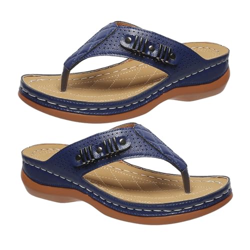 SHINROAD Frauen mit niedrigen Absätzen Atmungsbewegungen atmungsaktiver Gummi -Sohle -Sommer -Sommer -Sandalen elegante Hausschuhe bequem Blau 42 von SHINROAD