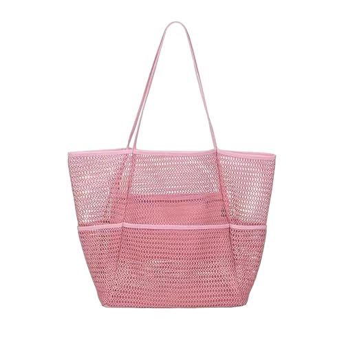 SHINROAD Große Kapazität Strandtasche Schulter mit mehreren Fächern Damen Tote Multi-Fach Mesh Handtuch Aufbewahrung Wasserflaschenhalter, rose, Einheitsgröße von SHINROAD
