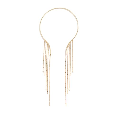 SHINROAD Halskette mit Anhänger aus Legierung, charmante lange Quaste, Metall, offen, Choker mit Stern, Imitationsperle, Zubehör für Frauen, elegantes Schlüsselbein, Metall, Sekundärer Stein von SHINROAD