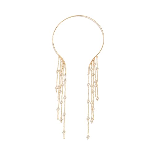 SHINROAD Halskette mit Anhänger aus Legierung, charmante lange Quaste, Metall, offen, Choker mit Stern, Imitationsperle, Zubehör für Frauen, elegantes Schlüsselbein, Metall, Sekundärer Stein von SHINROAD