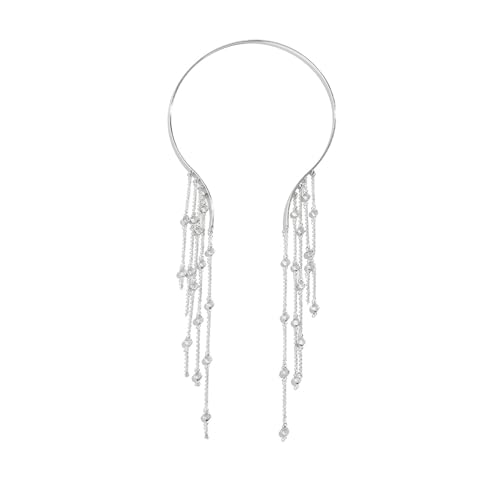 SHINROAD Halskette mit Anhänger aus Legierung, charmante lange Quaste, Metall, offen, Choker mit Stern, Imitationsperle, Zubehör für Frauen, elegantes Schlüsselbein, Metall, Sekundärer Stein von SHINROAD