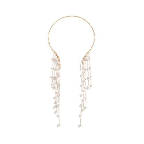 SHINROAD Halskette mit Anhänger aus Legierung, charmante lange Quaste, Metall, offen, Choker mit Stern, Imitationsperle, Zubehör für Frauen, elegantes Schlüsselbein, Metall, Sekundärer Stein von SHINROAD