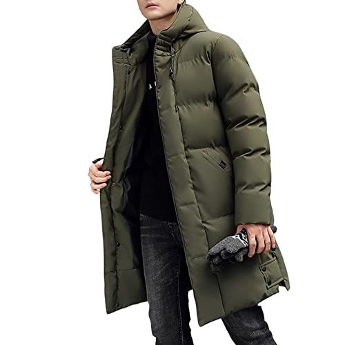 SHINROAD Herren Langer Mantel Winter Daunenmantel Kapuzenjacke Verdickte Gepolsterte Strickjacke Warm Übergröße Wintermantel Alltag Armeegrün 4XL von SHINROAD