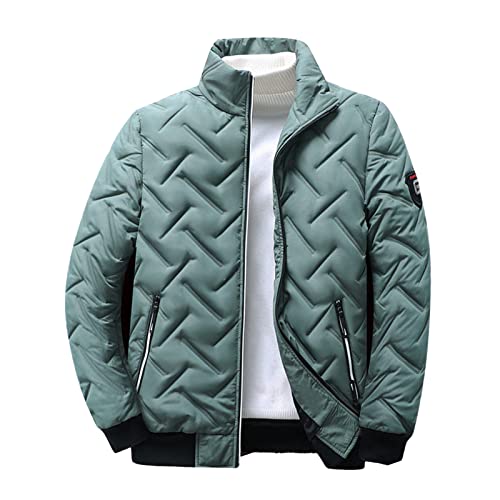 SHINROAD Herren Strickjacke Jacke Herren Baumwolle Gepolsterte Jacke Muster Stehkragen Plus Size Taschen Mantel Streetwear Grün XL von SHINROAD