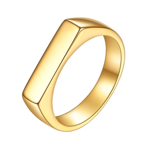 SHINROAD Lady Ring Vintage Unisex Titanium Stahl polierte Flache Oberfläche Einfacher Stil Anti-Rust Leichter Fingerschmuck in Mehreren Größen ideal für Paare Golden US 7 von SHINROAD