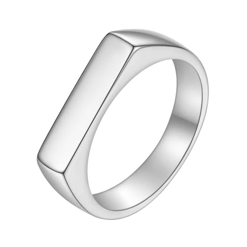 SHINROAD Lady Ring Vintage Unisex Titanium Stahl polierte Flache Oberfläche Einfacher Stil Anti-Rust Leichter Fingerschmuck in Mehreren Größen ideal für Paare Silber US 7 von SHINROAD