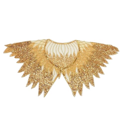 SHINROAD Leicht zu waschender Fake-Kragen-Schal. Glitzernde Pailletten-Perlen. Durchsichtiges Braut-Hochzeitskleid Golden von SHINROAD