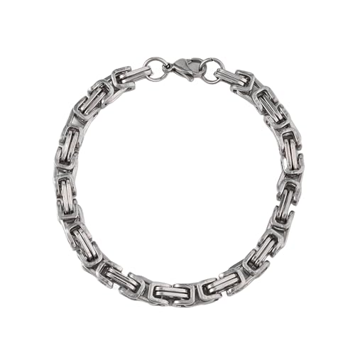 SHINROAD Metallkette Armband Herren dick hohl mit Karabinerhaken poliert Edelstahl Punk Twisted Link Uni Streetwear, Edelstahl, Sekundärer Stein SHINROAD Metallkette Armband Herren dick hohl mit Karabinerhaken poliert Edelstahl Punk Twisted Link Uni Streetwear, Edelstahl, Sekundärer Stein von SHINROAD