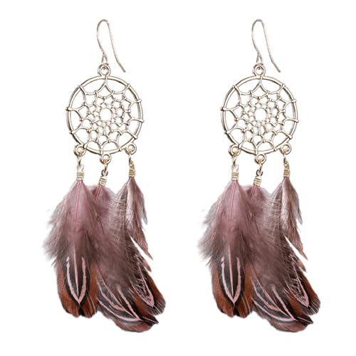 SHINROAD Ohrringe im Palaststil, 1 Paar, Retro-Stil, Bohemia, Damen, Haken, Federquaste, rund, baumelnder Schmuck, Metalllegierung, Sekundärer Stein von SHINROAD