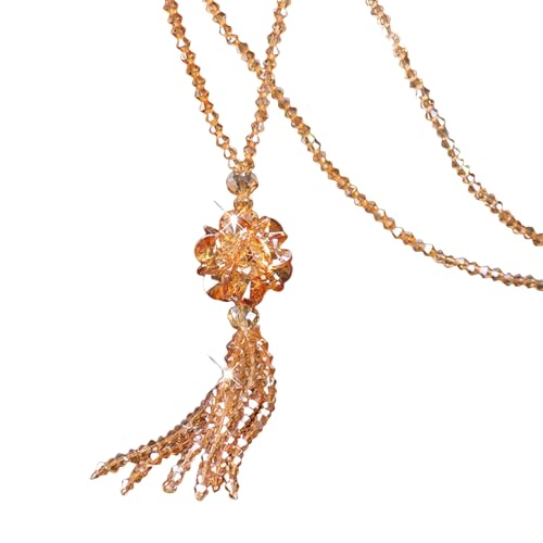 SHINROAD Pullover-Halskette, Dekoration, trendig, lang, Kunstkristall, Damen-Pullover-Halskette, Glas, Sekundärer Stein von SHINROAD