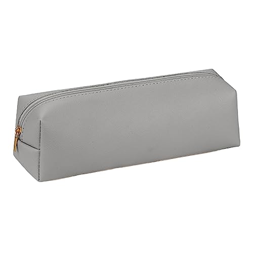 SHINROAD Robustes Federmäppchen, kompakt, Schreibwaren-Organizer, Kunstleder-Federmäppchen mit glattem Reißverschluss, kompakt, tragbar, Schreibwaren-Tasche für Zuhause, Schule, Grau von SHINROAD