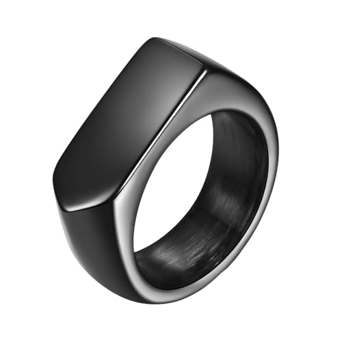 Solid Color Ring Retro poliertes Titanstahl Flatoberfläche Einfacher Stil Anti-Rust Hypoallergene Multi-Größen Leichter Fingerschmuck für Paare Schwarz US 7 von SHINROAD