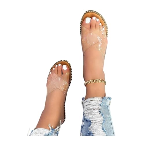 SHINROAD Sommer Casual Sandalen Kunstleder Pantoffeln Frauenrutschen Flachflacher Open Toe Beach Rutschen mit bequemen Gummi -Einlegesohlen Leichtes Design robuste Sohlen transparent 43 SHINROAD Sommer Casual Sandalen Kunstleder Pantoffeln Frauenrutschen Flachflacher Open Toe Beach Rutschen mit bequemen Gummi -Einlegesohlen Leichtes Design robuste Sohlen transparent 43 von SHINROAD