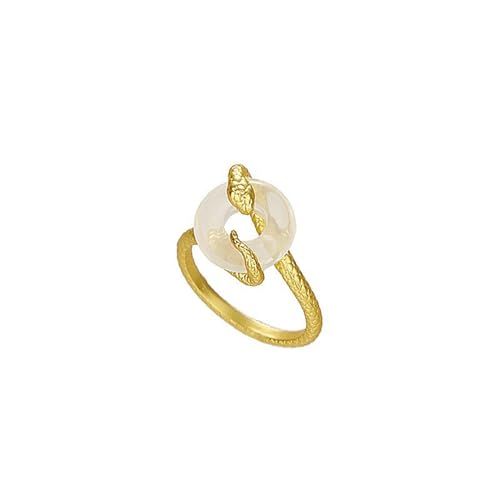 SHINROAD Spezialförmige Ringschlange Wickelte Ring Verstellbarer Öffnung Monddekor Golden Legierung Retro-Stil Fingerschmuck Neujahr Geschenk A von SHINROAD