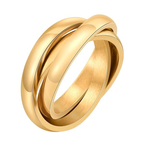 SHINROAD Titanium-Stahlring Retro 3-Layered Tangled in Kontrastfarbe polierter Glanz-Anti-Oxidation Unisex Fingerschmuck für täglichen Verschleiß oder Golden USA 12 SHINROAD Titanium-Stahlring Retro 3-Layered Tangled in Kontrastfarbe polierter Glanz-Anti-Oxidation Unisex Fingerschmuck für täglichen Verschleiß oder Golden USA 12 von SHINROAD