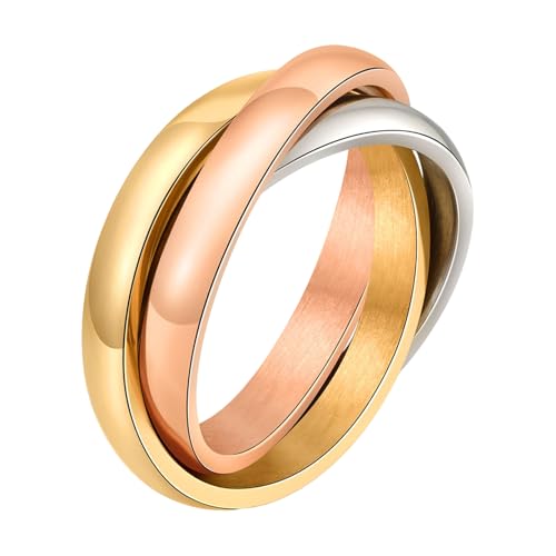 SHINROAD Titanium-Stahlring Retro 3-Layered Tangled in Kontrastfarbe polierter Glanz-Anti-Oxidation Unisex Fingerschmuck für täglichen Verschleiß oder Roségold US 9 SHINROAD Titanium-Stahlring Retro 3-Layered Tangled in Kontrastfarbe polierter Glanz-Anti-Oxidation Unisex Fingerschmuck für täglichen Verschleiß oder Roségold US 9 von SHINROAD