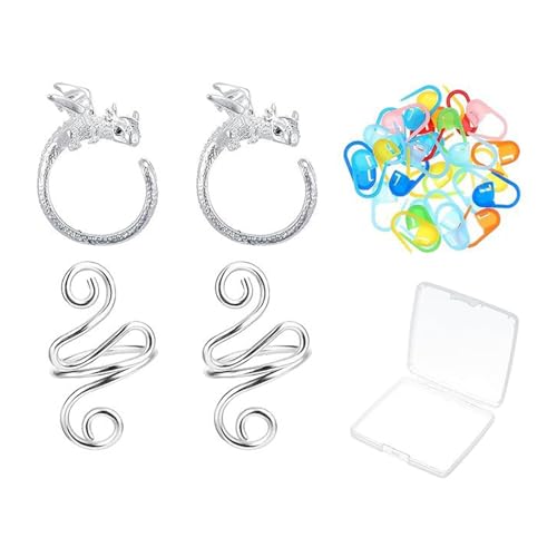 SHINROAD Verstellbare Häkelspannungsringe Drachenform Strickmarkierungen häkeln mit Metallspiralstichgarnhalter Ringspeicherbox für kompaktes Handwerk B von SHINROAD