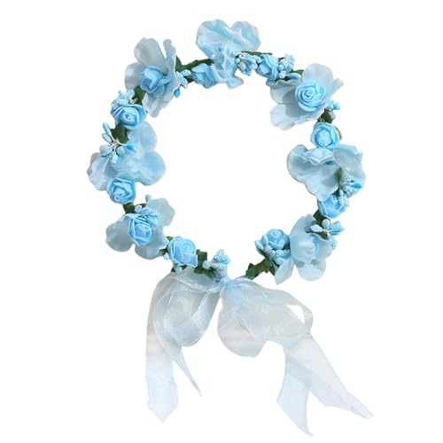 Schleifendekor, Stirnband, Brautschmuck, Haarschmuck, künstliche Blume, Strand, Bohemia-Stil, Hellblau von SHINROAD