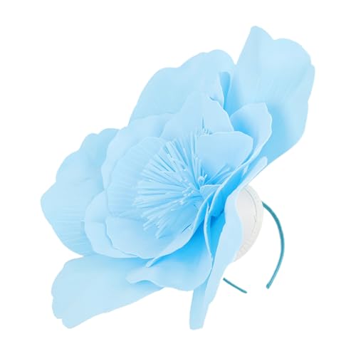Scrunchie Design Fascinator Hut Blumendekor Kopfschmuck Großes Haarband Stirnband Kopfschmuck Braut Make-up Abschlussball Fotografie Kopfbedeckung Blau von SHINROAD