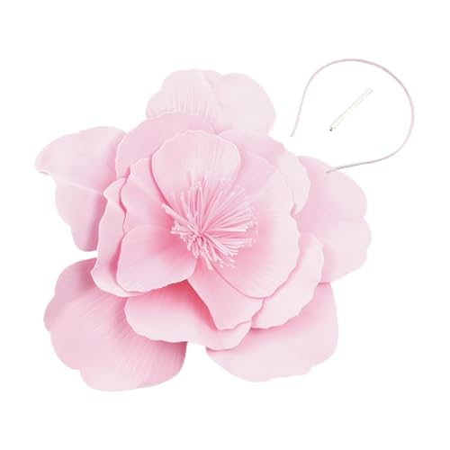 Scrunchie Design Fascinator Hut Blumendekor Kopfschmuck Großes Haarband Stirnband Kopfschmuck Braut Make-up Abschlussball Fotografie Kopfbedeckung Rosa von SHINROAD