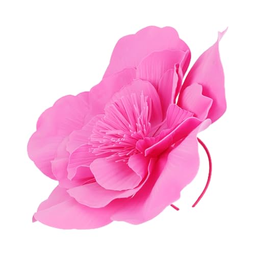 Scrunchie Design Fascinator Hut Blumendekor Kopfschmuck Großes Haarband Stirnband Kopfschmuck Braut Make-up Abschlussball Fotografie Kopfbedeckung Rosenrot von SHINROAD