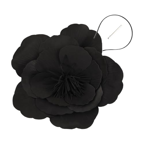 Scrunchie Design Fascinator Hut Blumendekor Kopfschmuck Großes Haarband Stirnband Kopfschmuck Braut Make-up Abschlussball Fotografie Kopfbedeckung Schwarz von SHINROAD
