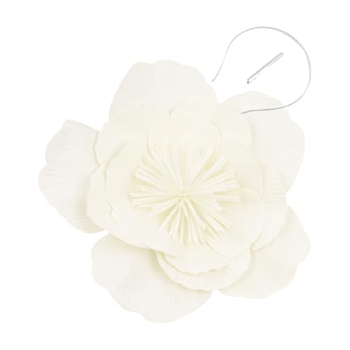 Scrunchie Design Fascinator Hut Blumendekor Kopfschmuck Großes Haarband Stirnband Kopfschmuck Braut Make-up Abschlussball Fotografie Kopfbedeckung Weiß von SHINROAD