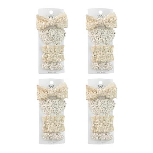 Sicherer Halt Haarnadel Haarnadel Set aus umweltfreundlichem Stoff 4-teilig Damen mit Spitze Blume Schleife Herz Dekor Mädchen Deko Clip Sicher Vielseitig 5 von SHINROAD
