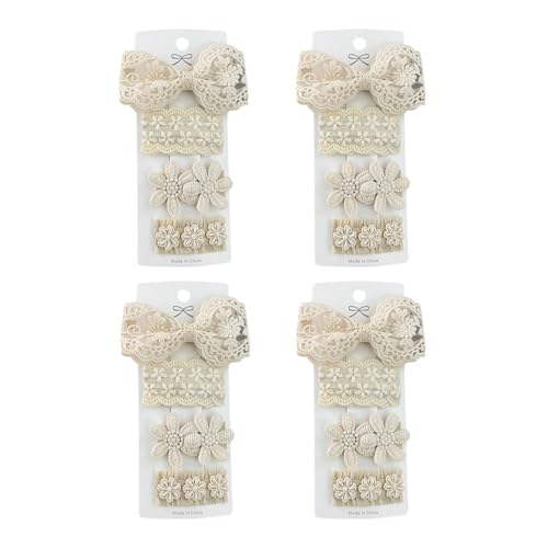 Sicherer Halt Haarnadel Haarnadel Set aus umweltfreundlichem Stoff 4-teilig Damen mit Spitze Blume Schleife Herz Dekor Mädchen Deko Clip Sicher Vielseitig 6 von SHINROAD