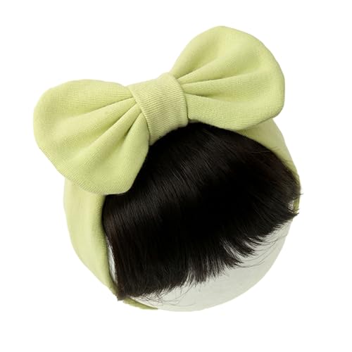 Simuliertes Haar Baby Stirnband Perücke mit Bowknot Bangs elastisches Baumwollband für Säuglinge bequemes Accessoire Realistische Textur Neugeborene Foto Grün von SHINROAD