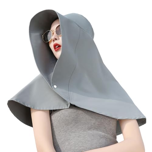 Sonnenschutzhut Kühlung Hoodie Hut Großer Rand Sonnenhut mit schnell trocknendem Feuchtigkeits-Stoff atmungsaktiv Grau von SHINROAD