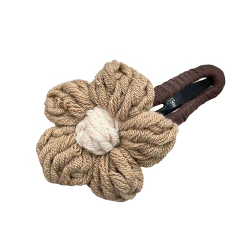 Strukturierte Haarnadel handgewebte Blumenhaarclip für Frauen beige weiße Garnblume Mehrzweck-Accessoire Plüsch dreidimensionales Design Half-up-up Leichter Kaffee von SHINROAD