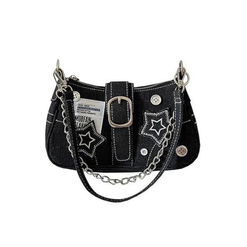 Vintage Style Denim Geldbörse Retro Umhängetasche Mode Kleine Crossbody Handtasche Leicht Casual Chic Sling für Frauen Mädchen, Schwarz , Einheitsgröße von SHINROAD