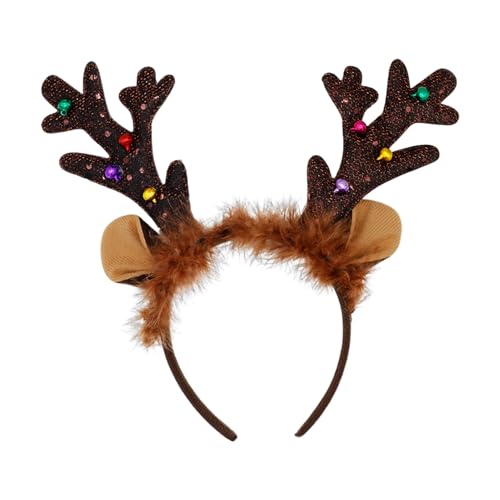 Weihnachten Hirsch Ohr Stirnband Plüsch Geweih Stirnband Weihnachten Rentier Geweih Stirnband Festliche Urlaub Party Kostüm Zubehör Kaffee von SHINROAD