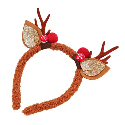 Weihnachtsstirnband, elastisches Weihnachts-Haarband, Weihnachtsgeweih-Haarband mit Pilz-Pailletten, Blatt-Dekor, Urlaub, Party, Kostümzubehör D von SHINROAD