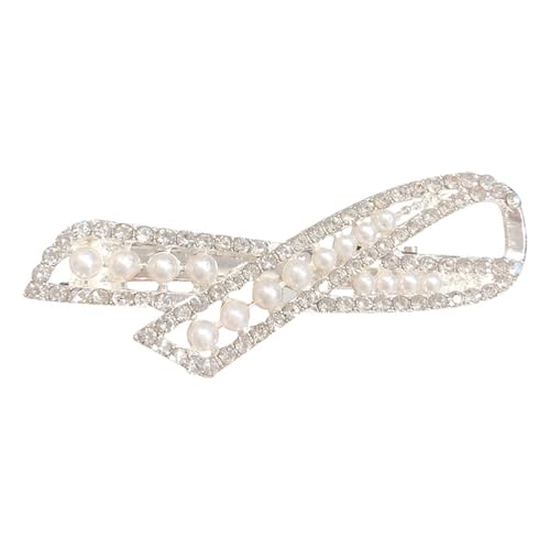 Wiederverwendbare Haarnadel Frauen Bogenform Faux Pearl Strash Strash Crystal Decor Hohlauslöschte exquisites Anti-Rutschfunkeln luxuriöser Haardekoration B von SHINROAD