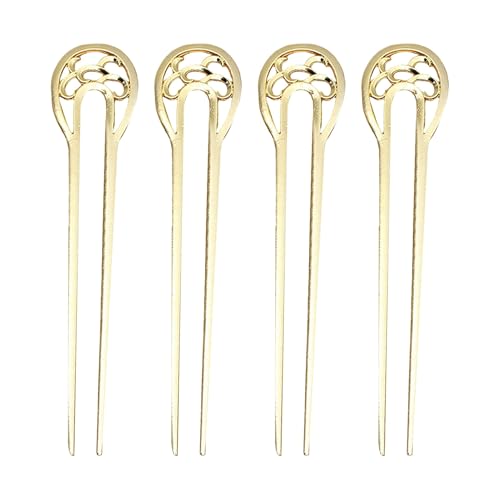 Women Hair Accessoire Leichtes Gabel 4pcs U-förmiges Set für Mädchen Frisur Werkzeug Hochsteckfrisur Bun French Pin Stick Strong Hold Ponytail Wrap Chinese Style Style Golden von SHINROAD