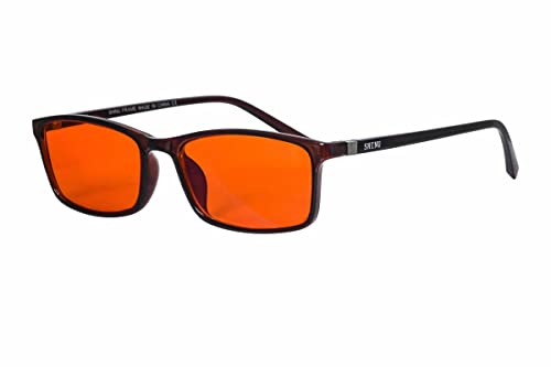 SHINU 99,9% Herrenbrille Blaulichtblockierende Brille mit Orange Getönten Filtergläsern für Nacht-Anti-Blaulicht-Brille Computerbrille-SH068074（SH074C4 von SHINU