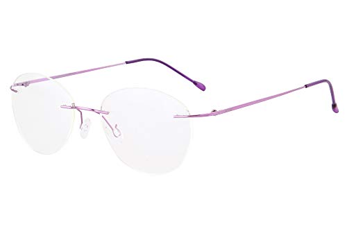 SHINU Damen MR-7 / MR-8 Linsenrahmen Titan Randlose Blaulichtfilter Kundenspezifische kurzsichtige Brille-NS1022(C3,1.67 anti blau-3.75) von SHINU