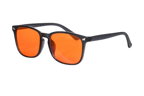 SHINU Herren Brille Blaulicht blockierende Computerbrille Orange Gelb Klare Gläser Brille Hellblau Brille 3 Blockierrate, Sh068 C5 Orange, Medium von SHINU