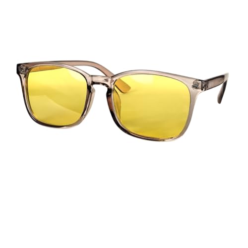 SHINU Herren Brille Blaulicht blockierende Computerbrille Orange Gelb Klare Gläser Brille Hellblau Brille 3 Blockierrate, Sh068 C7 Gelb, Medium von SHINU